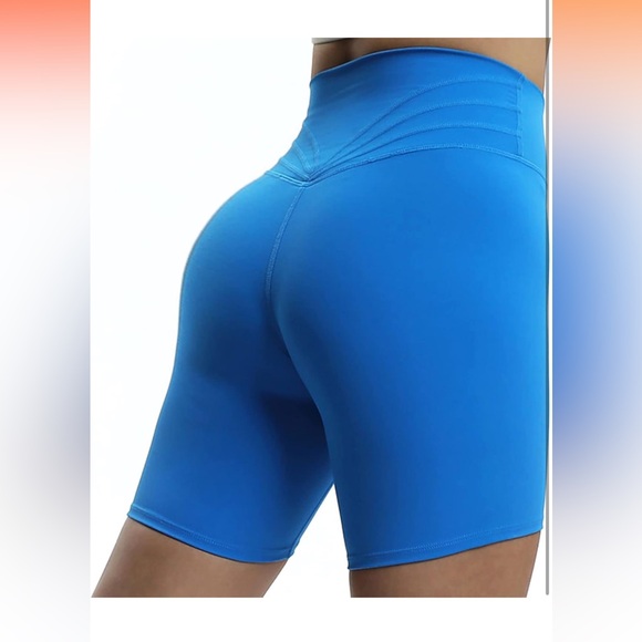 Aoxjox Trinity Workout Biker Shorts 6” • Small • Tropical Blue - Picture 3 of 6